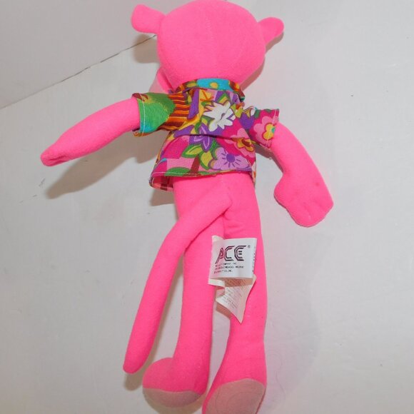 VTG 1993 ACE Novelty 11" Plush Pink Panther Doll wearing Hawaiian Shirt - Picture 5 of 7